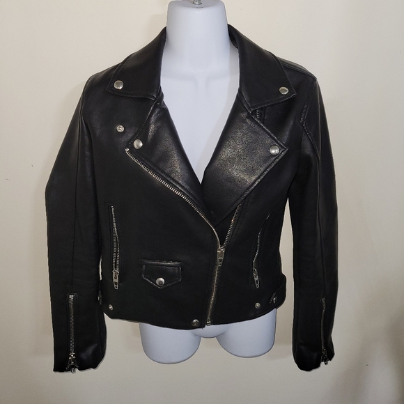 Blank NYC Faux Leather Black Moto Jacket - Sz XS - Picture 1 of 9